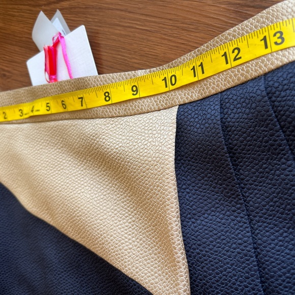 MSGM Milano Hammered Satin Wrap Skirt Yellow Navy Beige Size 42 (US 6/8) NWT - Picture 8 of 9